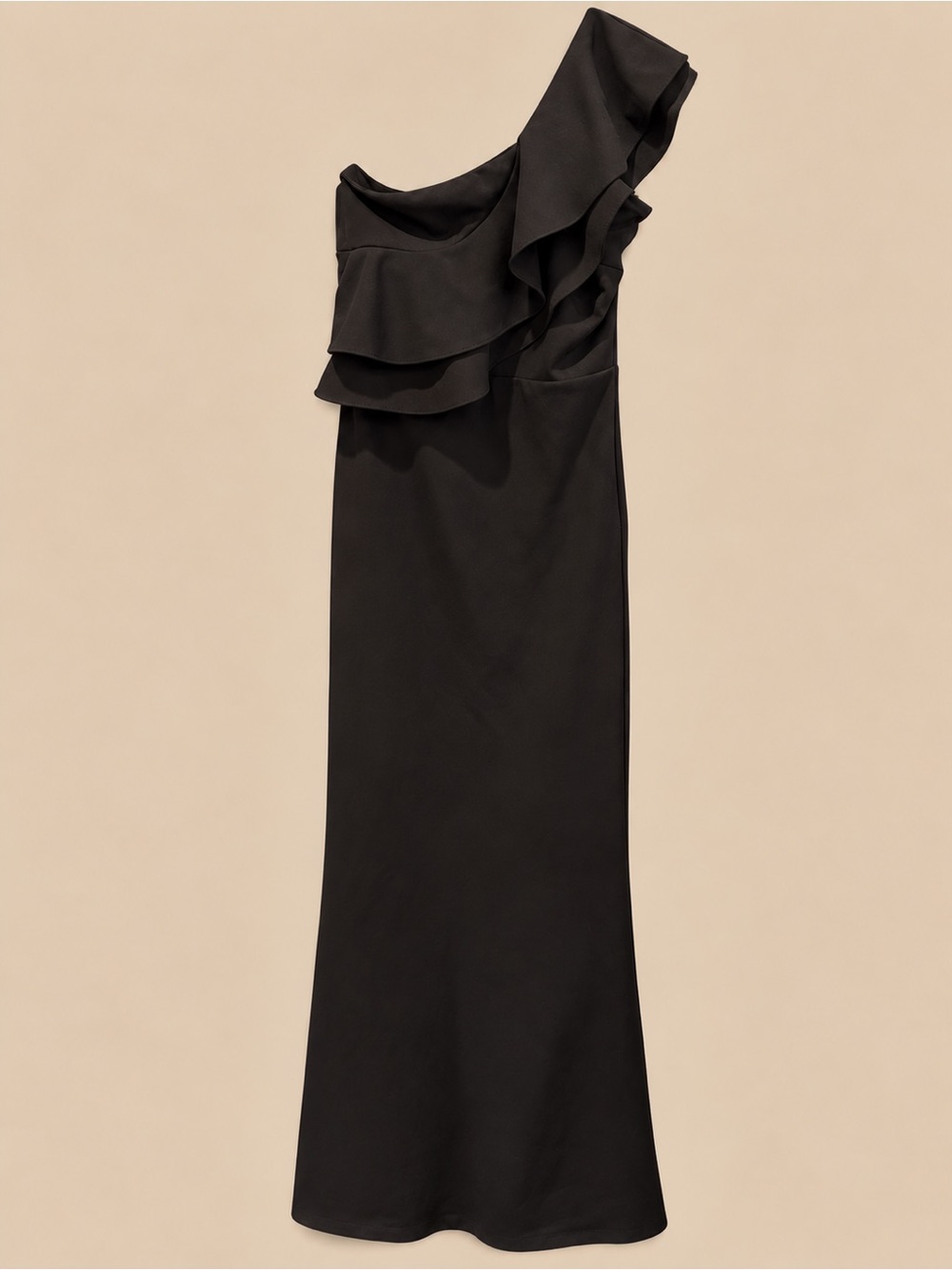 Lulus Grand Beauty Black Ruffle One Shoulder Mermaid Maxi Dress M